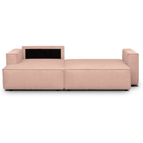 Canapé D'angle à Gauche Convertible 3 Places En Velours Côtelé Rose Pâle - Asti
