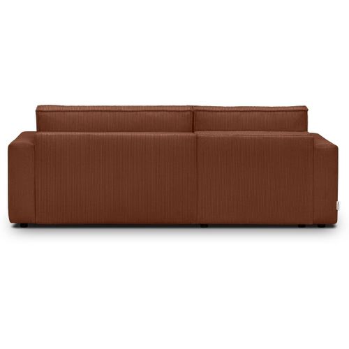 Canapé D'angle à Gauche Convertible 3 Places En Velours Côtelé Rouille - Asti