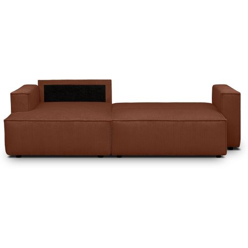 Canapé D'angle à Gauche Convertible 3 Places En Velours Côtelé Rouille - Asti