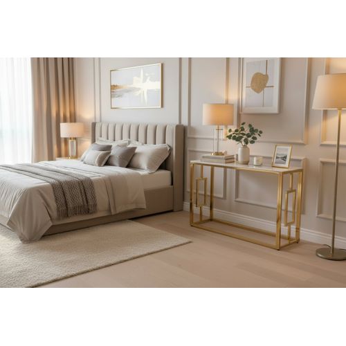 Console Gold Marbré Blanc 120x40x78 Cm Sophie