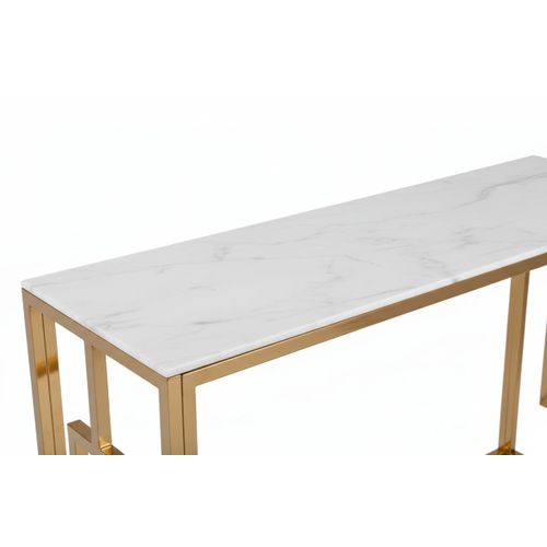 Console Gold Marbré Blanc 120x40x78 Cm Sophie
