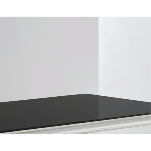 Table à Manger Verre Noir Pied Métal Chrome 180x90 Cm Trofy