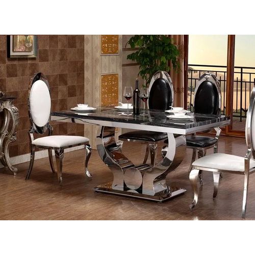 Table à Manger Trofy 180 Cm Effet Marbré Noir