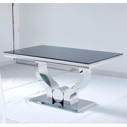 Table à Manger Trofy 180 Cm Effet Marbré Noir