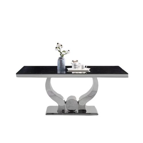 Table à Manger Trofy 180 Cm Effet Marbré Noir