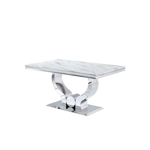Table à Manger Trofy 180 Cm Effet Marbré Blanc