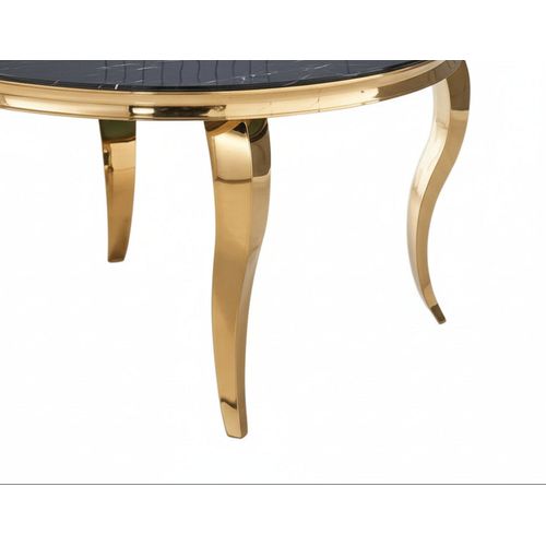 Table à Manger Ronde Baroque Gold 130x75cm - Plateau Marbré Noir
