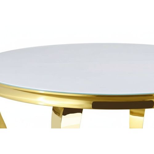 Table à Manger Ronde Baroque Gold 130x75cm - Plateau Blanc