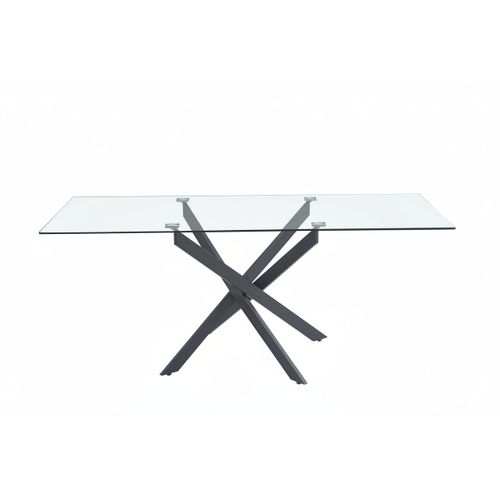 Table à Manger Verre Trempé Métal Noir 180x90 Cm Jessica XXL