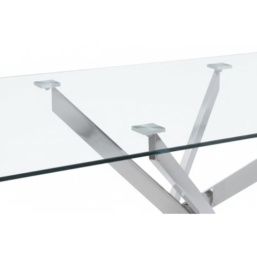 Table Repas Verre Trempé Transparent Chrome 180x90x75 Cm Jessica XXL