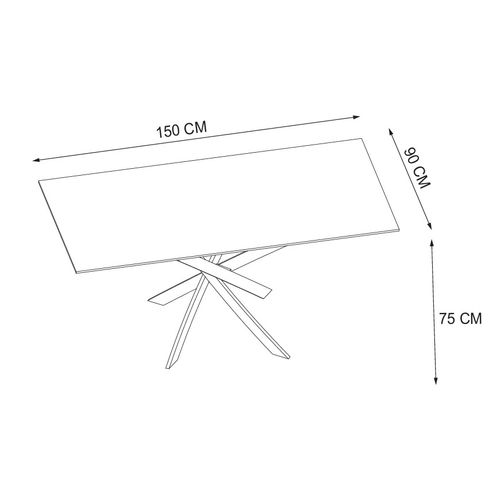 Table Repas Jessica Chrome Et Plateau En Verre 150 Cm 4 à 6 Couverts Effet Marbré Noir