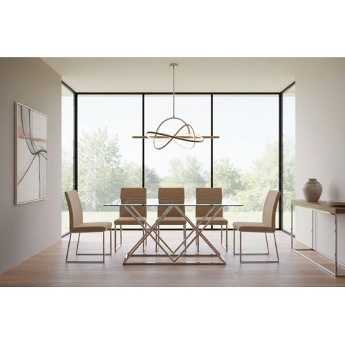 Table à Manger Rectangulaire Verre Transparent Chrome – 180×90×75 Cm – Triangle