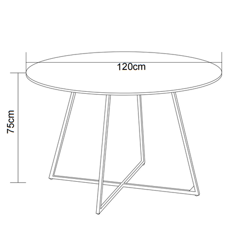 Table à Manger Ronde Verre Transparent Pieds Métal Noir D120x75cm - Heloise