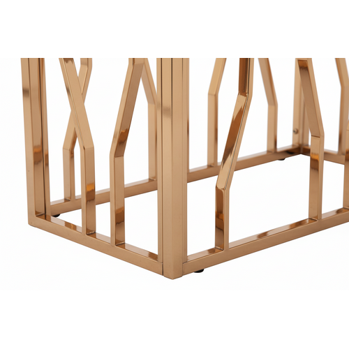 Table Basse Portofino Plateau Verre Trempé Effet Marbré Blanc Pieds Gold 120x70x45cm