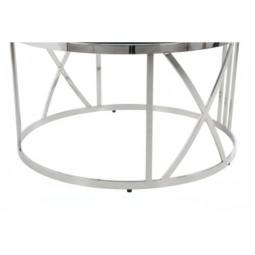 Table Basse Atmos Ronde Plateau Verre Trempé Transparent Pieds Chrome D100x45cm