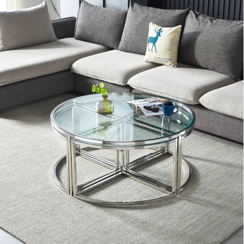 Table Basse Elve Chrome Transparent 90x45 Cm