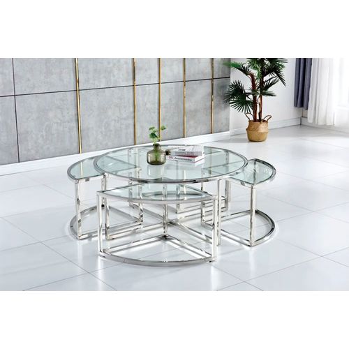 Table Basse Elve Chrome Transparent 90x45 Cm