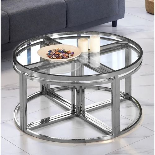 Table Basse Elve Chrome Transparent 90x45 Cm