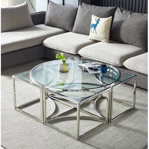 Table Basse Elve Chrome Transparent 90x45 Cm
