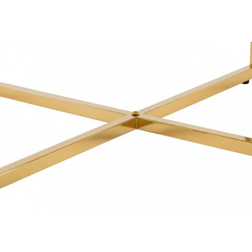 Table Basse Lorie Ronde Plateau Verre Trempé Miroir Structure Métal Gold D90x45cm