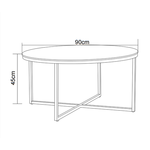 Table Basse Lorie Ronde Plateau Verre Trempé Transparent Structure Métal Chrome D90x45cm