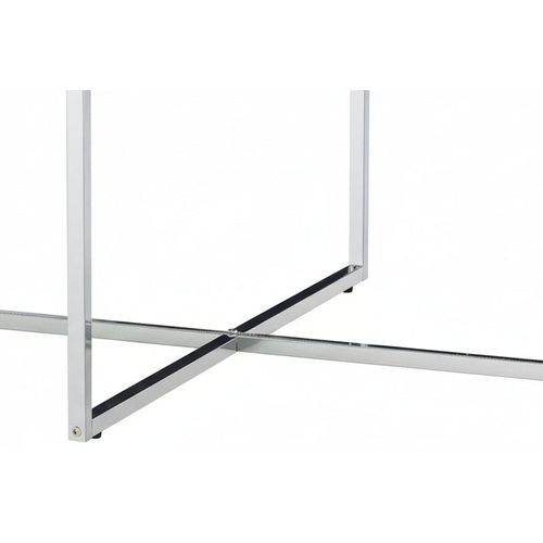 Table Basse Lorie Ronde Plateau Verre Trempé Marbré Noir Structure Métal Chrome D90x45cm