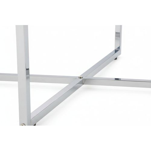 Table Basse Lorie Ronde Plateau Verre Trempé Miroir Structure Métal Chrome D90x45cm