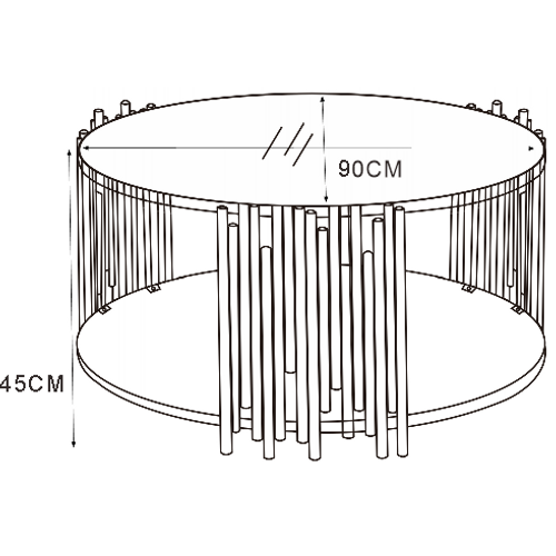 Table Basse Ronde Stick Chrome Et Plateau En Verre Blanc D90 H45 Cm