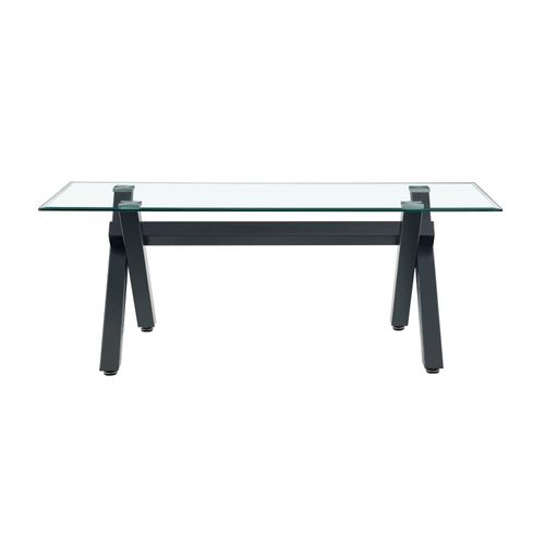 Table Basse Ixe Métal Chrome Plateau Verre Trempé Transparent 120x60x45cm
