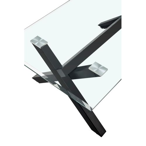 Table Basse Ixe Métal Chrome Plateau Verre Trempé Transparent 120x60x45cm