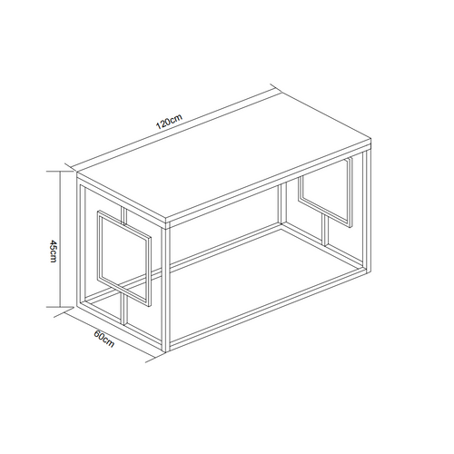 Table Basse Sophie Pieds Métal Noir Plateau Verre Trempé Transparent 120x60x45cm