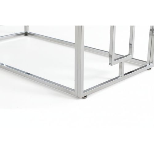 Table Basse Sophie  Pieds Chromé  Plateau Transparent 120 Cm