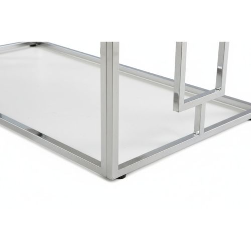 Table Basse Sophie  Pieds Chromé Plateau En Marbré Blanc  120 Cm