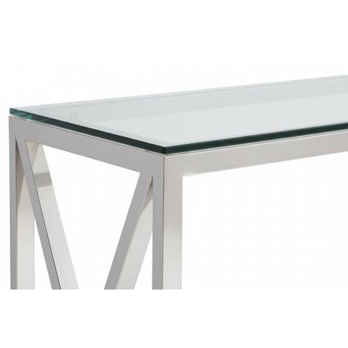 Table Console Kensy Chrome Verre Transparent 120x40x78 Cm