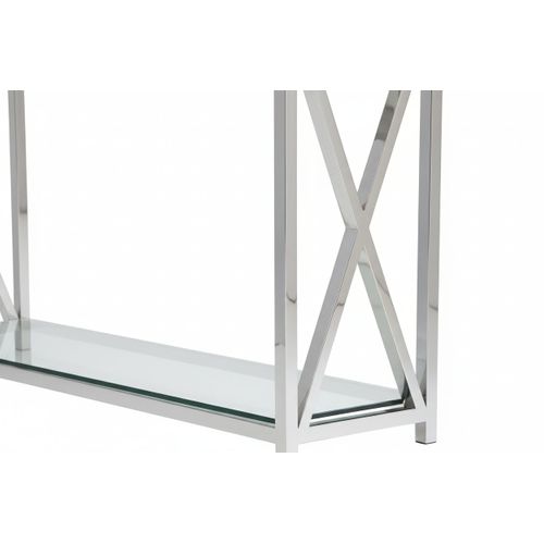 Table Console Kensy Chrome Verre Transparent 120x40x78 Cm