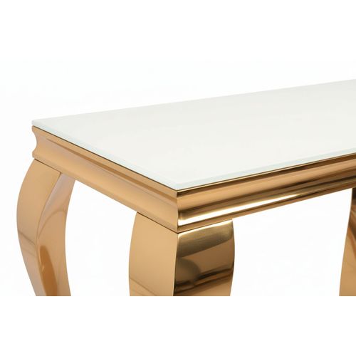 Console Baroque Gold Verre Blanc 110x50x85 Cm