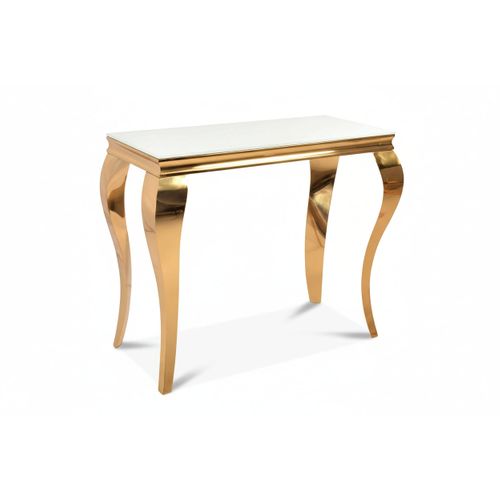 Console Baroque Gold Verre Blanc 110x50x85 Cm