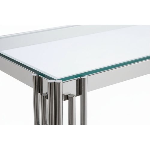 Console Flute Chrome Verre Transparent 120x40x78 Cm