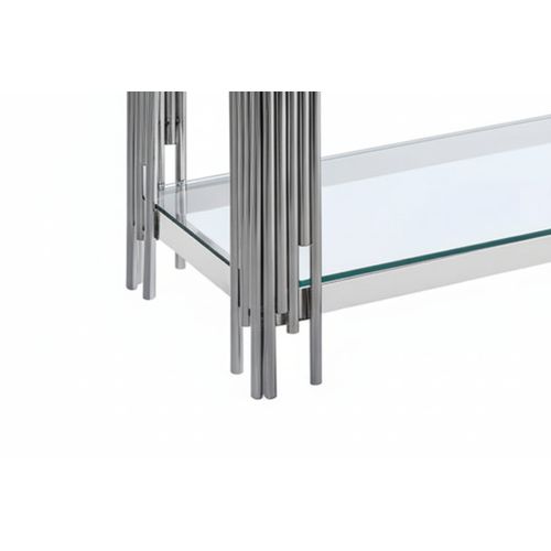 Console Flute Chrome Verre Transparent 120x40x78 Cm