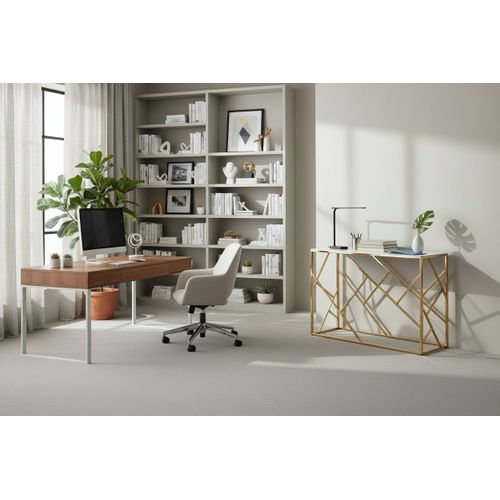 Console Gold Verre Marbré Blanc 120x40x78 Cm Geomag