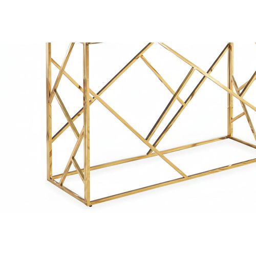 Console Gold Verre Marbré Blanc 120x40x78 Cm Geomag