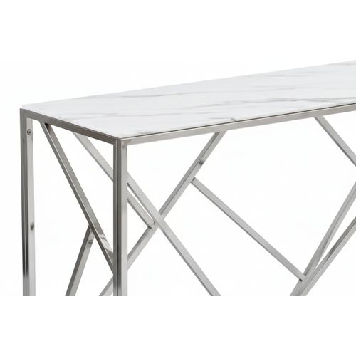 Console Inox Verre Trempé 120x40x78 Cm Geomag