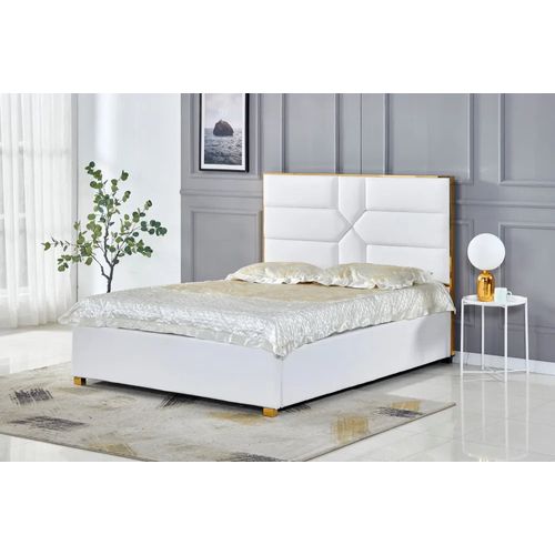 Lit 2 Places  Gold Mark Simili Blanc 140x190 Cm Avec Sommier Intégré