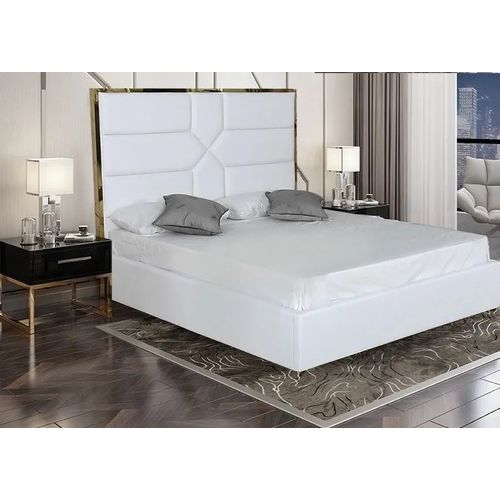 Lit 2 Places  Gold Mark Simili Blanc 140x190 Cm Avec Sommier Intégré