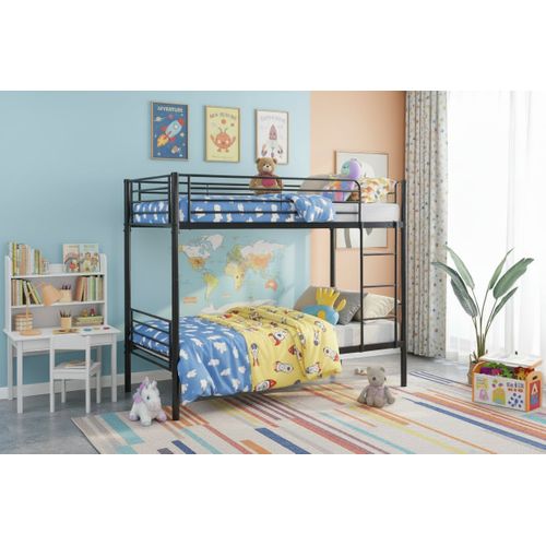 Lit Superposé Séparable Métal Noir 2x90x190 Cm Luna