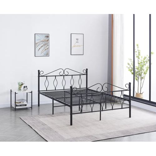 Lit 2 Places Julie En Métal Noir – 140x190 Cm Avec Sommier Inclus