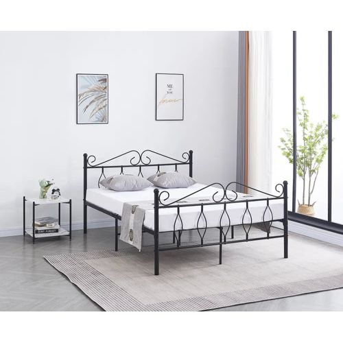 Lit 2 Places Julie En Métal Noir – 140x190 Cm Avec Sommier Inclus