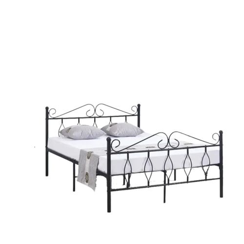 Lit 2 Places Julie En Métal Noir – 140x190 Cm Avec Sommier Inclus