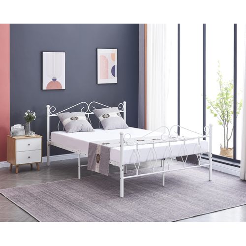 Lit 2 Places Julie En Métal – 140x190 Cm Avec Sommier Inclus