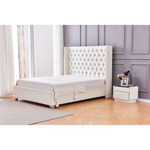 Lit Double 180x200 Cm Princesse Velours Sommier Inclus